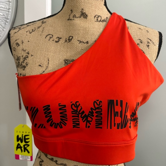 NWT ZUMBAWEAR “Zumba HAPPY” one shoulder sports bra XXL in Red Hot - Picture 7 of 8